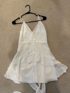 Hello Molly White Ruffle Wrap Mini Dress